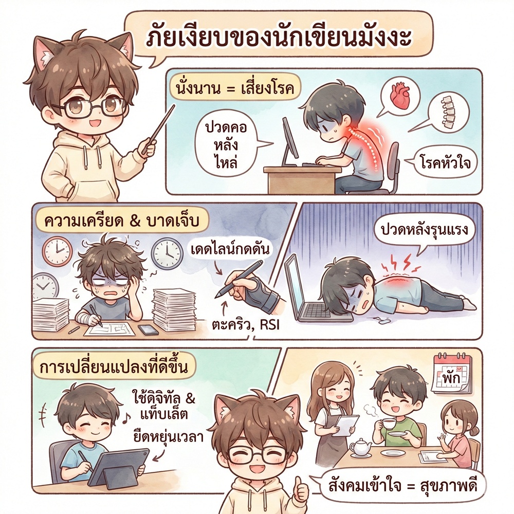 นักเขียนมังงะ ทำไมป่วยบ่อย ส่งผลถึงอนิเมะด้วย ? 1 ภัยของนักเขียนมังงะ