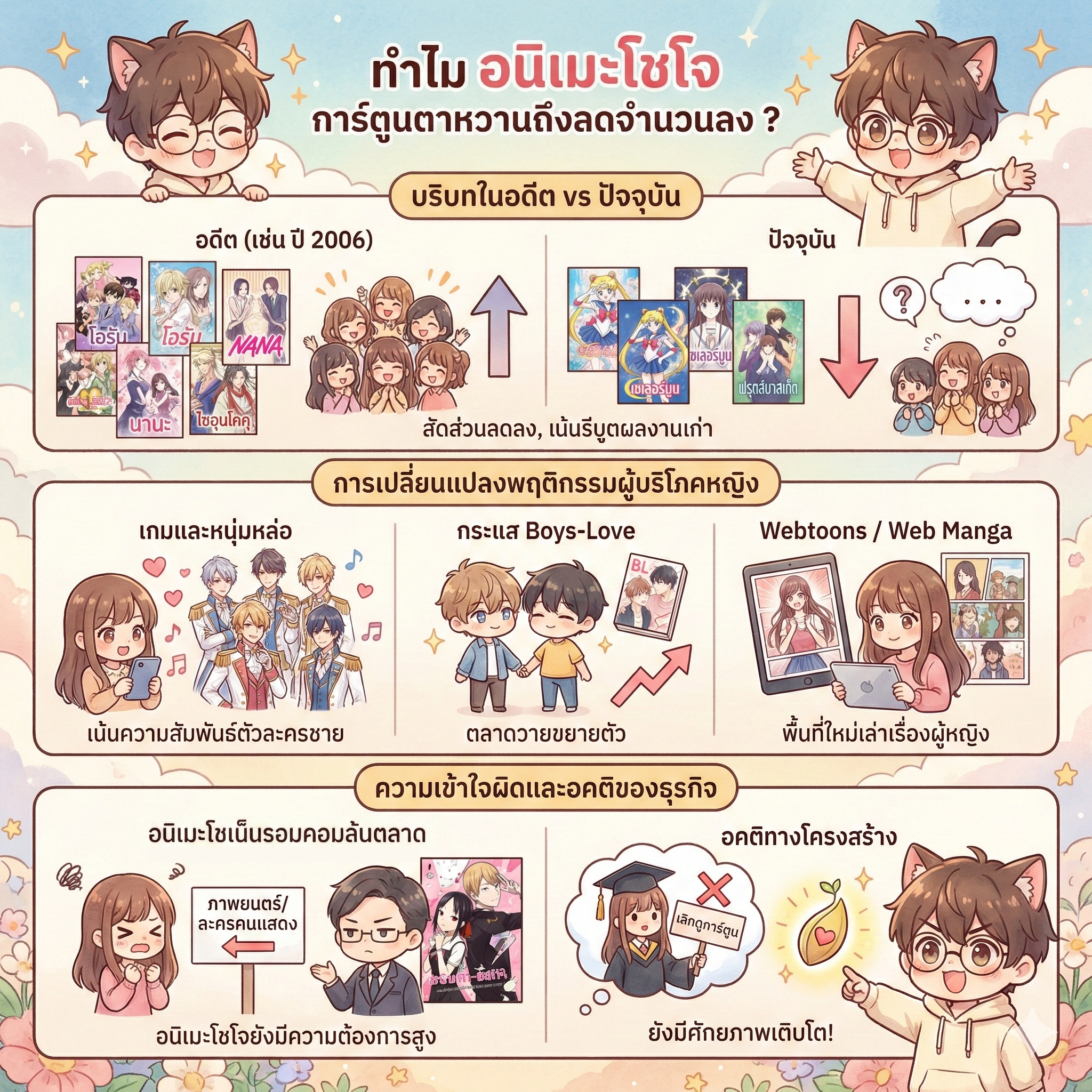 ทำไม อนิเมะโชโจ การ์ตูนตาหวาน ถึงน้อยลงมาก ? 1 อนิเมะโชโจ หายไปไหนหมด ?
