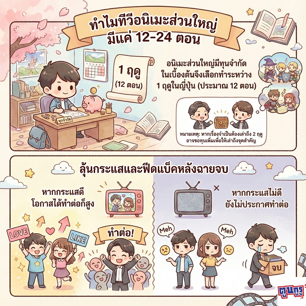 ทำไมทีวีอนิเมะส่วนใหญ่ มีแค่ 12-24 ตอน ? 1 อนิเมะทำไมมี 12 ตอน